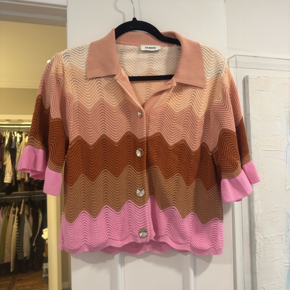 SANDRO
short-sleeve knitted top wavy pattern - Picture 6 of 7